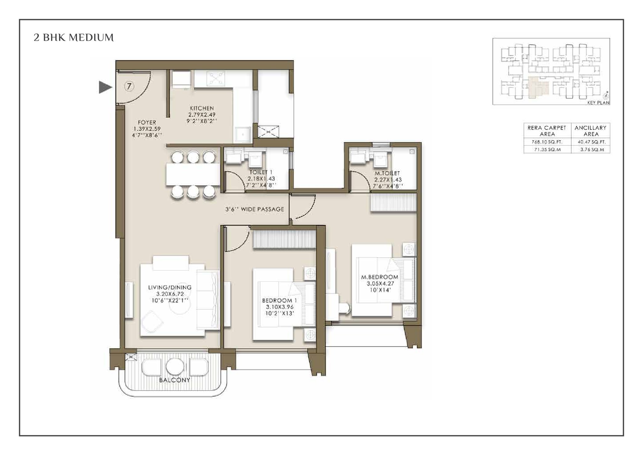 2 BHK Floor Plan